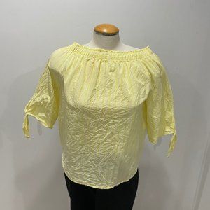 H&M L.O.G.G. Yellow Striped Off the Shoulder Shirt